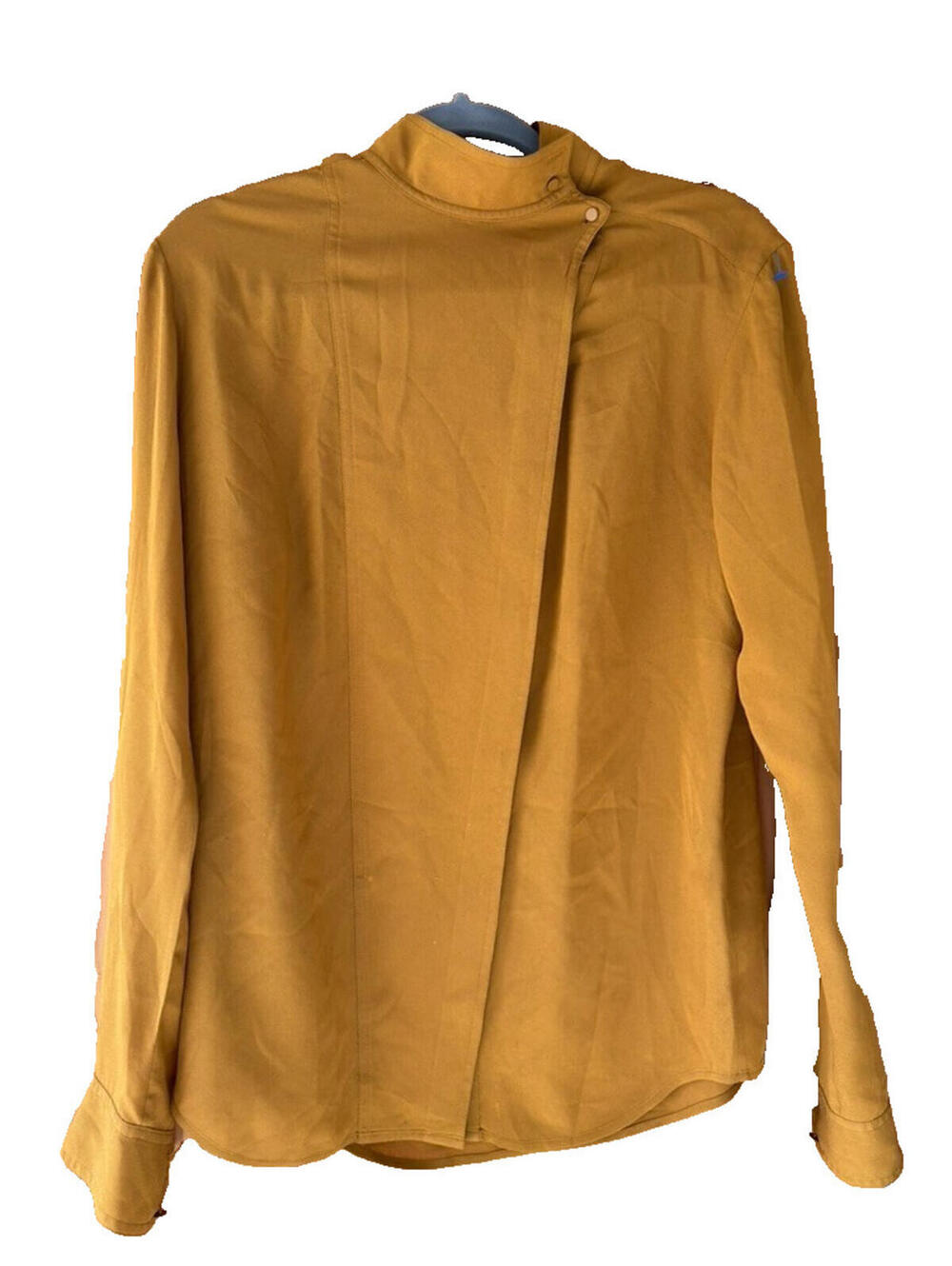 Alexander Wang sz M silk butterscotch yellow long sleeve blouse AA